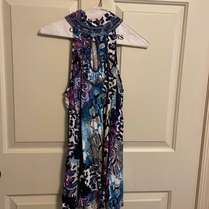 Bright and fun, mock turtleneck tank top